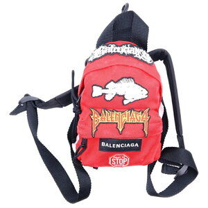 BALENCIAGA Explorer Backpack Embroidered Logo Red